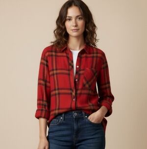 PART TWO RED PLAID BUTTON DOWN SHIRT SIZE 42 EU